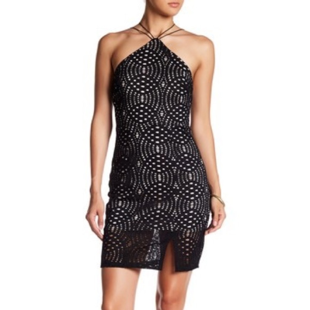 Sequin hearts halter mini dress